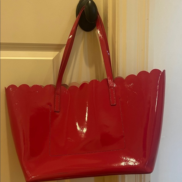 kate spade Glossy Red Scallop-Edge Tote - Picture 4 of 7